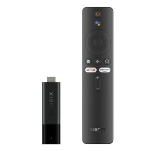 Xiaomi TV Stick 4K Media Player, remote control and streaming stick shown