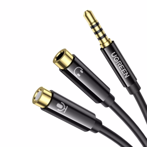 UGREEN AV141 3.5mm Headset Splitter Cable (1x Male to 2x Female) 20cm - Black