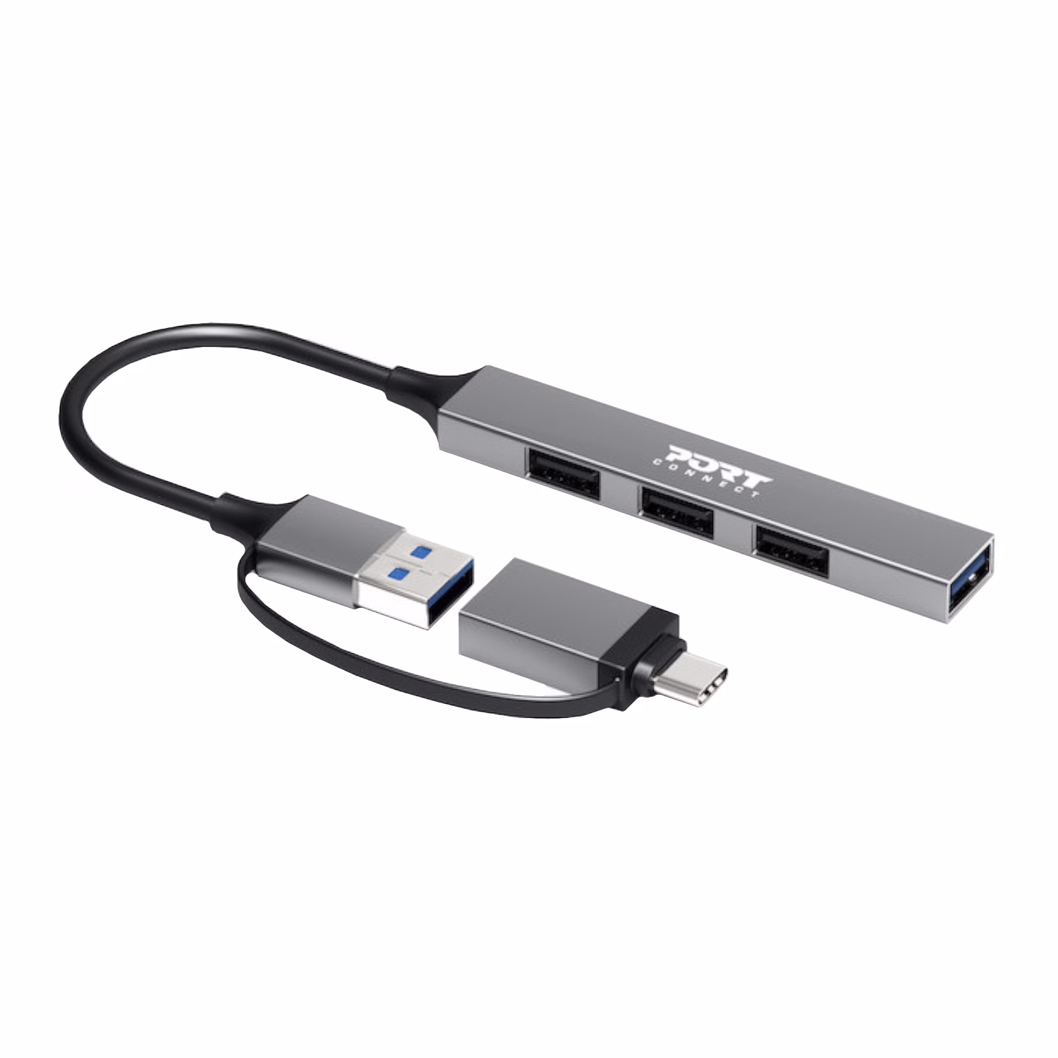 Port Connect USB Type-C to 4-port USB-A 3.0/2.0 Hub - Image 2